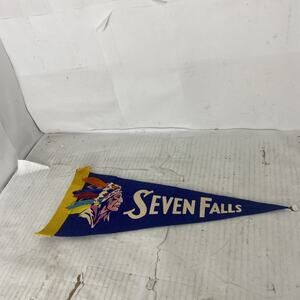 VINTAGE Seven Falls Colorado Pennant CO Waterfall Native American 7 Falls 11”